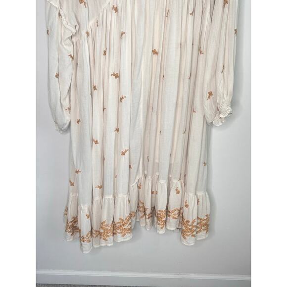 Free People Lavender Fields Long Sleeve A-Line Midi Dress Cream Women's Size L - Picture 6 of 13
